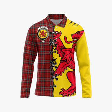 Stewart (Stuart) of Bute Tartan Family Crest Long Sleeve Polo Shirt Lion Rampant Honor