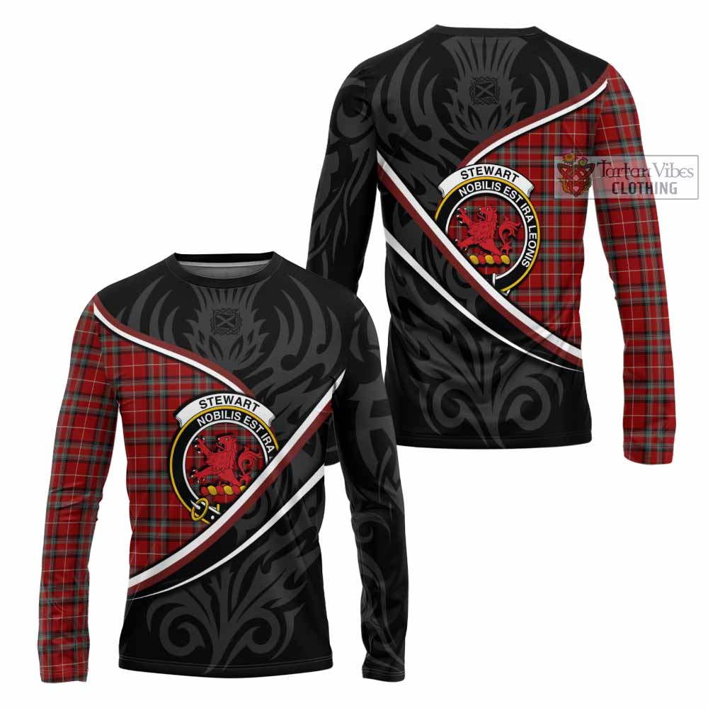 Stewart (Stuart) of Bute Tartan Family Crest Long Sleeve T-Shirt Celtic Scottish Thistle Floral - Tartan Vibes Clothing