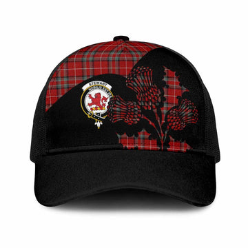 Stewart (Stuart) of Bute Tartan Family Crest Mesh Trucker Cap Scotland Thistle Floral Flag Style