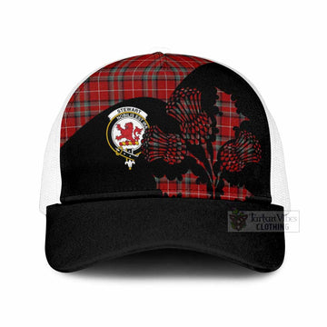 Stewart (Stuart) of Bute Tartan Family Crest Mesh Trucker Cap Scotland Thistle Floral Flag Style