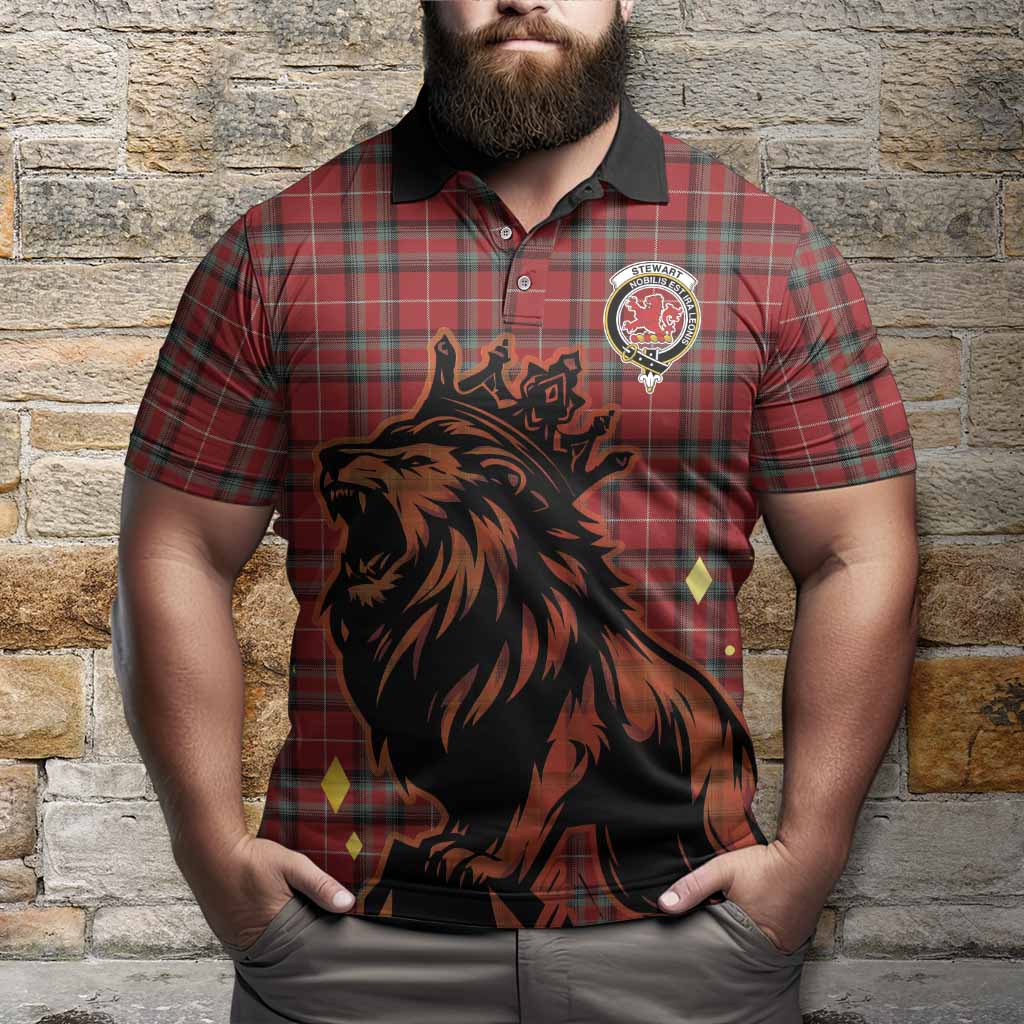 Stewart (Stuart) of Bute Tartan Family Crest Polo Shirt Crowned Lion Roaring