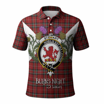 Stewart (Stuart) of Bute Tartan Family Crest Polo Shirt Scottish Burns Night Thistle Floral