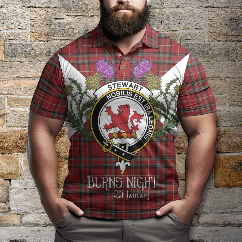 Stewart (Stuart) of Bute Tartan Family Crest Polo Shirt Scottish Burns Night Thistle Floral