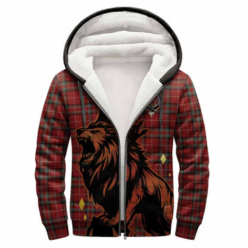 Stewart (Stuart) of Bute Tartan Family Crest Sherpa Hoodie Crowned Lion Roaring