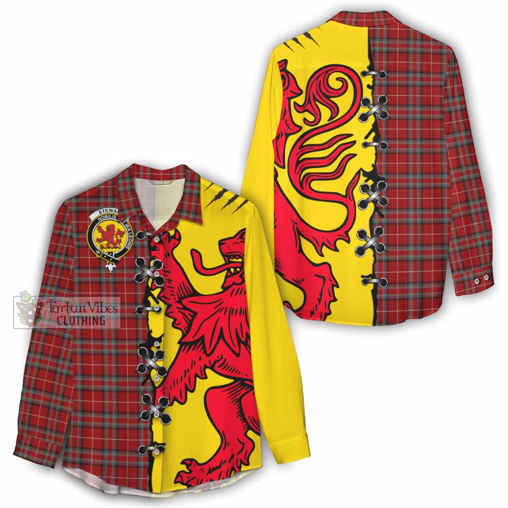 Stewart (Stuart) of Bute Tartan Family Crest Women Casual Shirt Lion Rampant Honor - Tartan Vibes Clothing