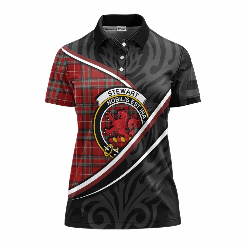 Stewart (Stuart) of Bute Tartan Family Crest Women's Polo Shirt Celtic Scottish Thistle Floral - Tartan Vibes Clothing