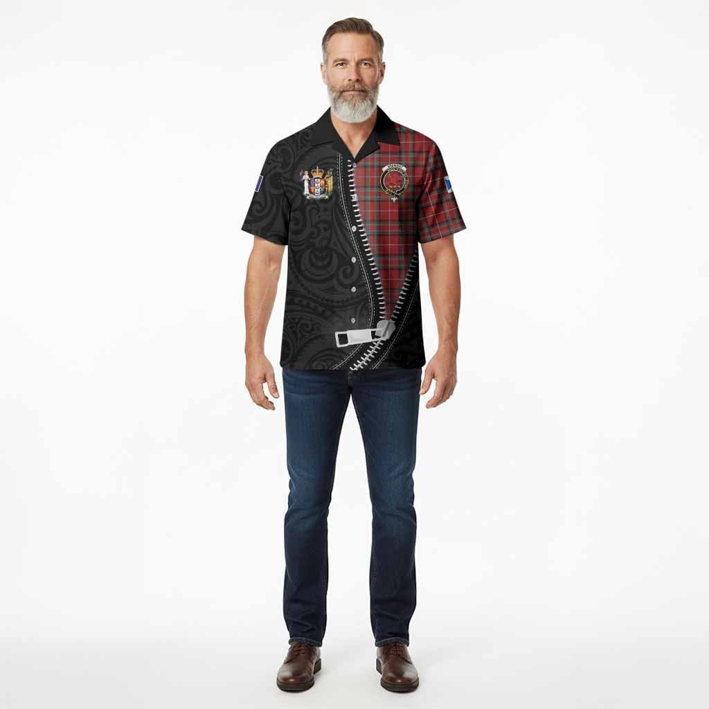 Stewart (Stuart) of Bute Tartan Hawaiian Shirt New Zealand Pattern Unique Zipper Stylized