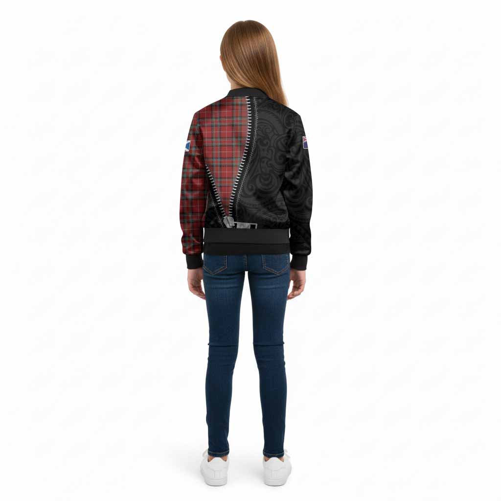 Stewart (Stuart) of Bute Tartan Kid Bomber Jacket New Zealand Pattern Unique Zipper Stylized