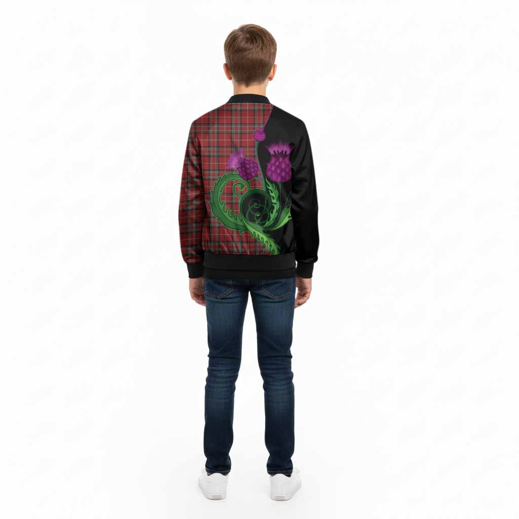Stewart (Stuart) of Bute Tartan Kid Bomber Jacket Traditional Scottish Thistle