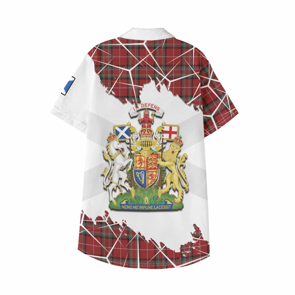 Stewart (Stuart) of Bute Tartan Kid Hawaiian Shirt with Family Crest and Lion Rampant Grunge Style