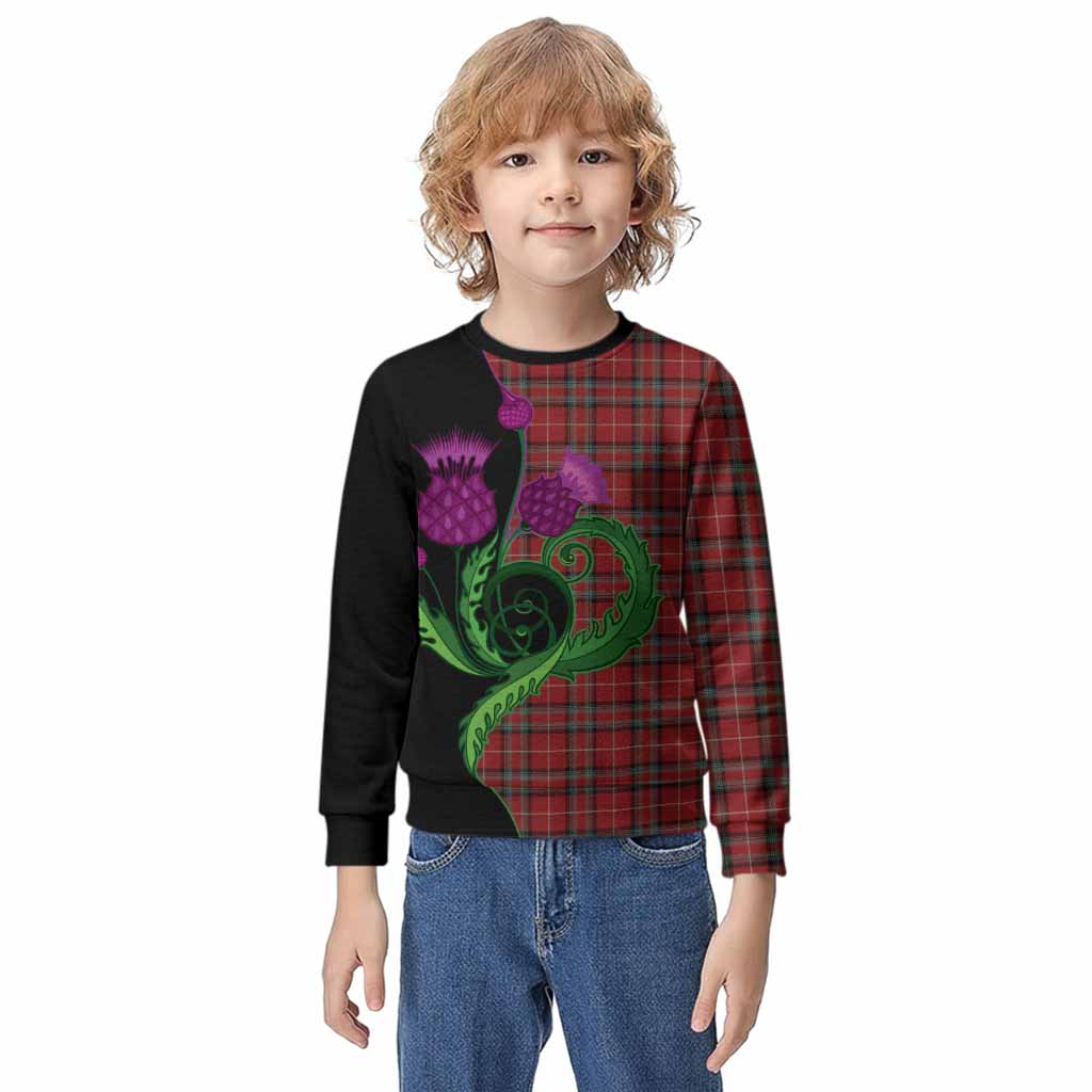 Stewart (Stuart) of Bute Tartan Kid Knitted Sweatshirt Traditional Scottish Thistle