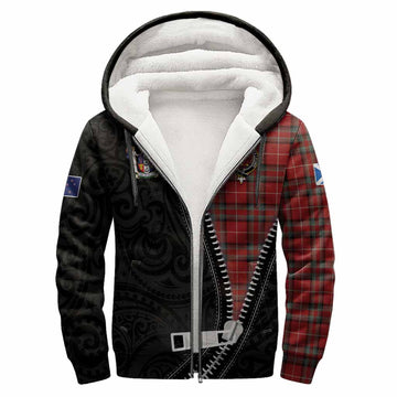 Stewart (Stuart) of Bute Tartan Sherpa Hoodie New Zealand Pattern Unique Zipper Stylized