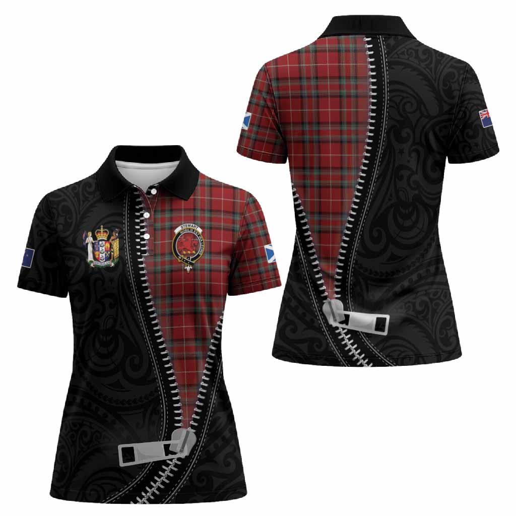 Stewart (Stuart) of Bute Tartan Women Polo Shirt New Zealand Pattern Unique Zipper Stylized