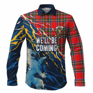 Stewart (Stuart) Scotland Tartan Long Sleeve Button Shirts WC2026 Football - We'll Be Coming