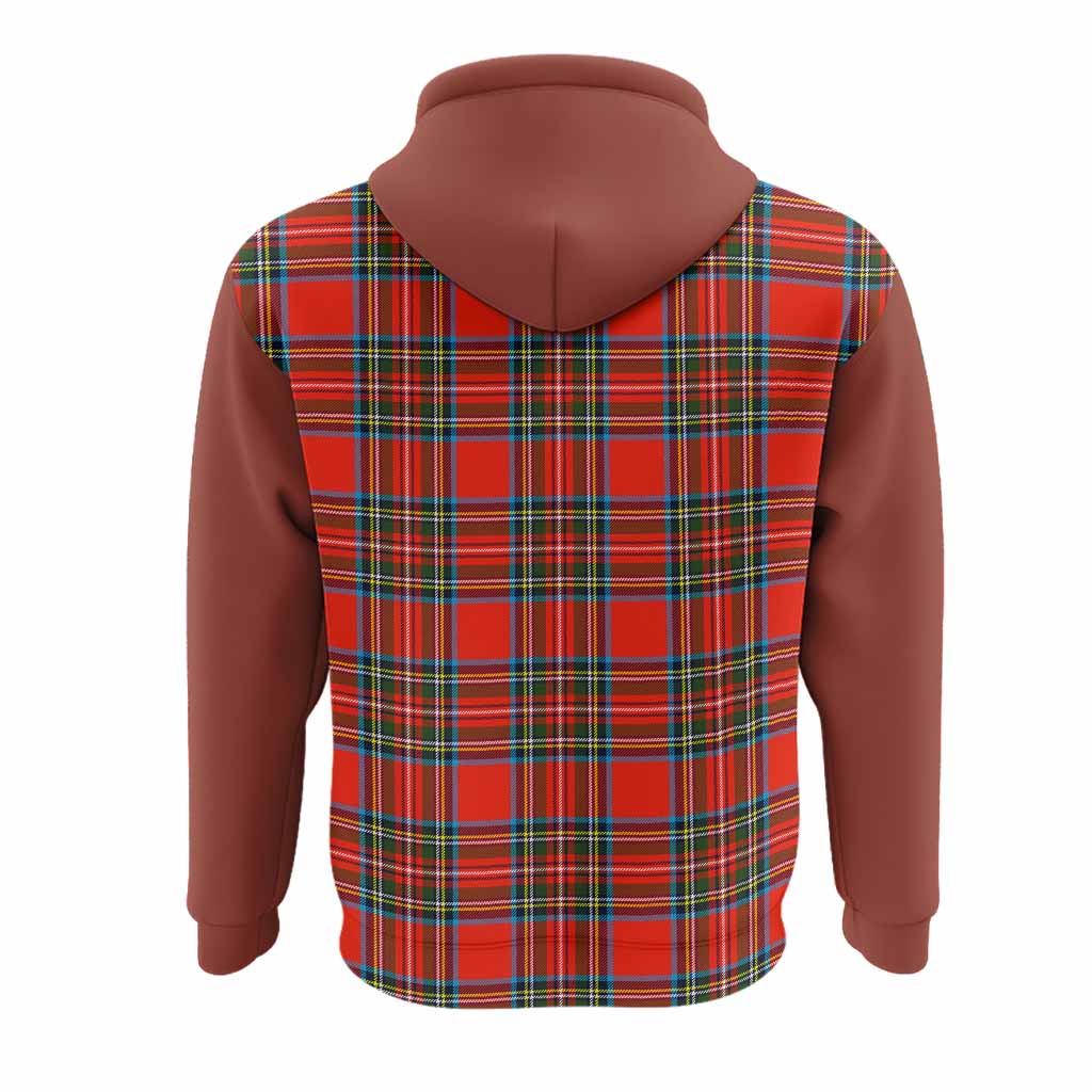 Stewart (Stuart) Tartan Accent Hoodie with Family Crest