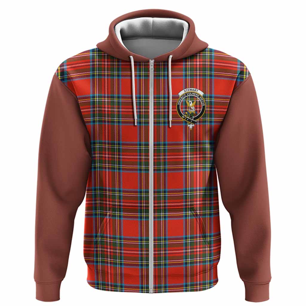 Stewart (Stuart) Tartan Accent Hoodie with Family Crest