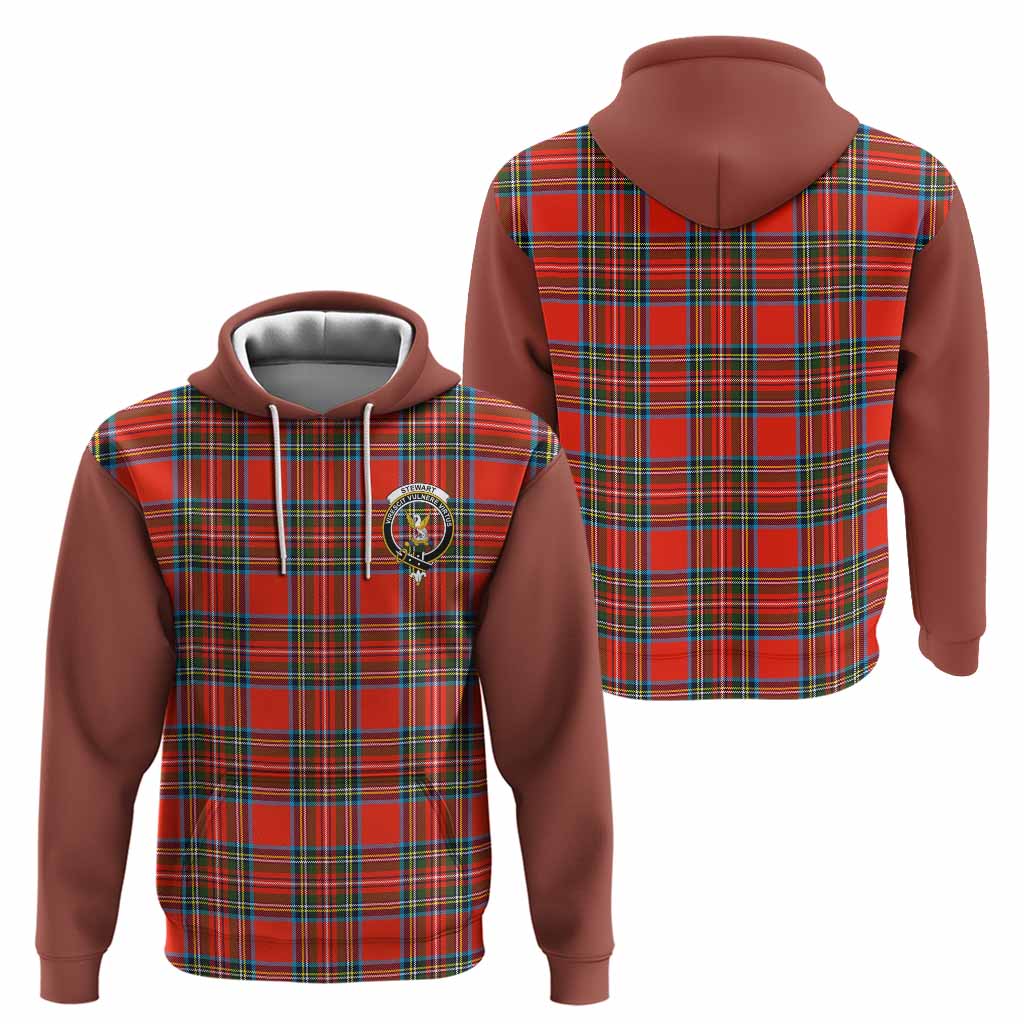 Stewart (Stuart) Tartan Accent Hoodie with Family Crest