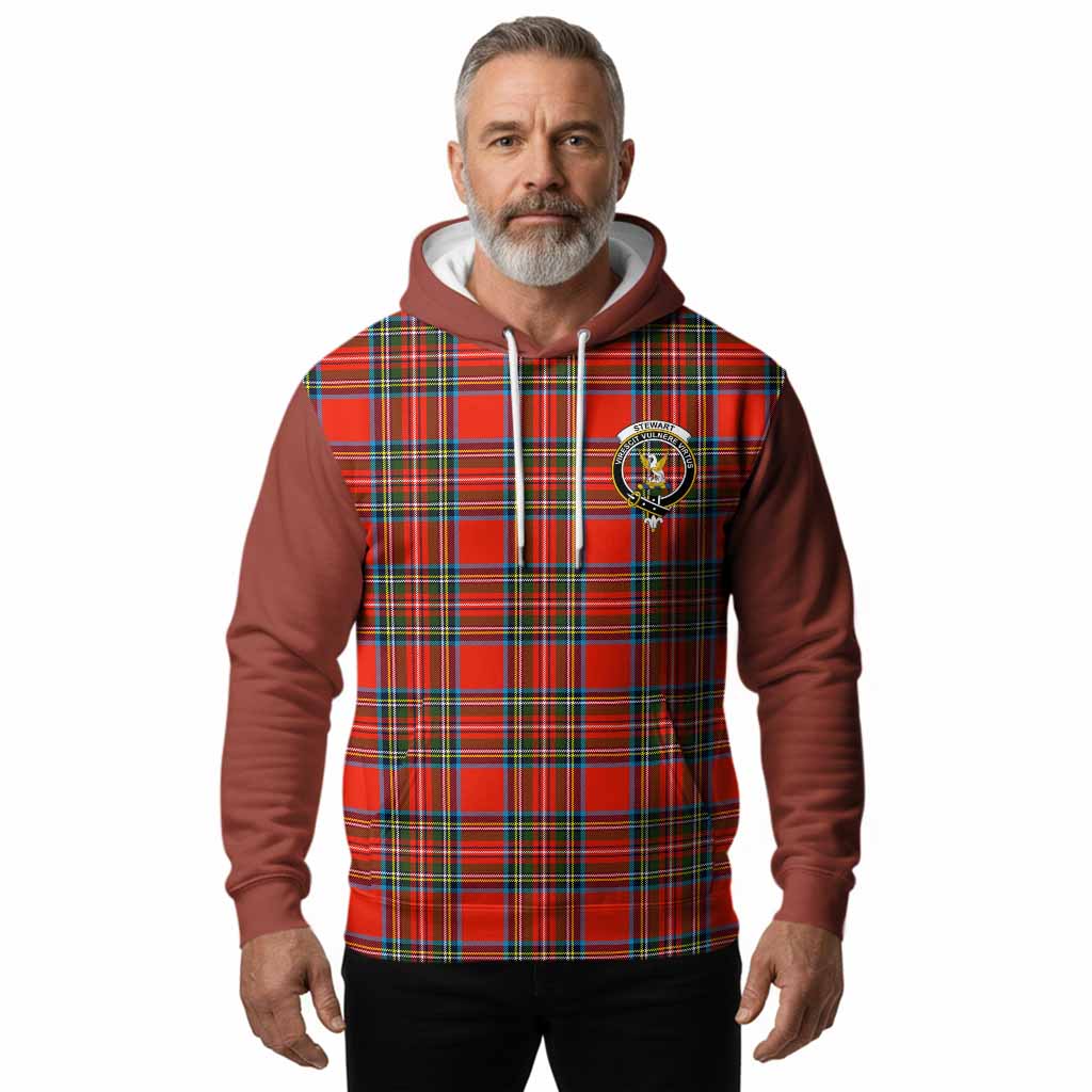 Stewart (Stuart) Tartan Accent Hoodie with Family Crest