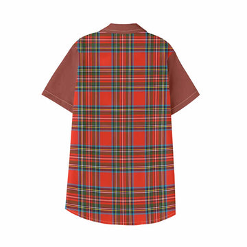 Stewart (Stuart) Tartan Accent Kid Hawaiian Shirt with Family Crest