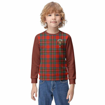 Stewart (Stuart) Tartan Accent Kid Knitted Sweatshirt with Family Crest