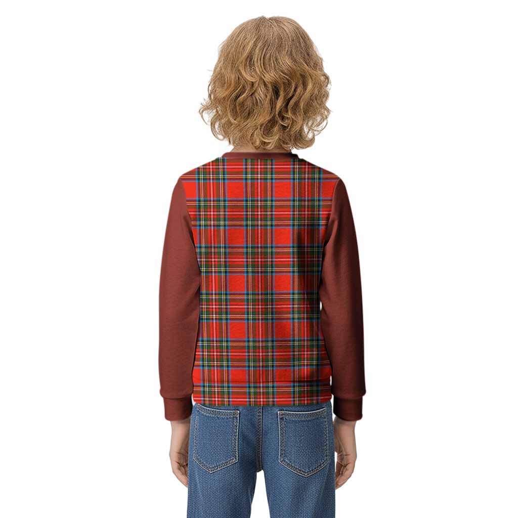 Stewart (Stuart) Tartan Accent Kid Knitted Sweatshirt with Family Crest
