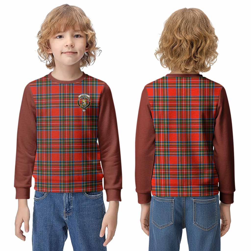 Stewart (Stuart) Tartan Accent Kid Knitted Sweatshirt with Family Crest