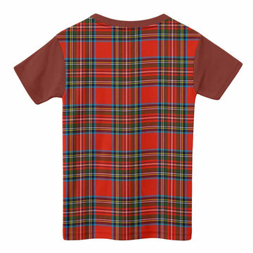 Stewart (Stuart) Tartan Accent Kid T-shirt with Family Crest