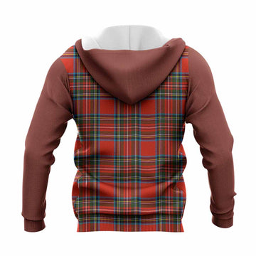 Stewart (Stuart) Tartan Accent Knitted Hoodie with Family Crest