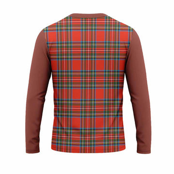 Stewart (Stuart) Tartan Accent Long Sleeve T-Shirt with Family Crest