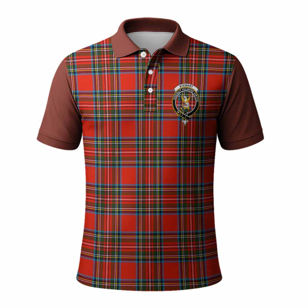 Stewart (Stuart) Tartan Accent Polo Shirt with Family Crest