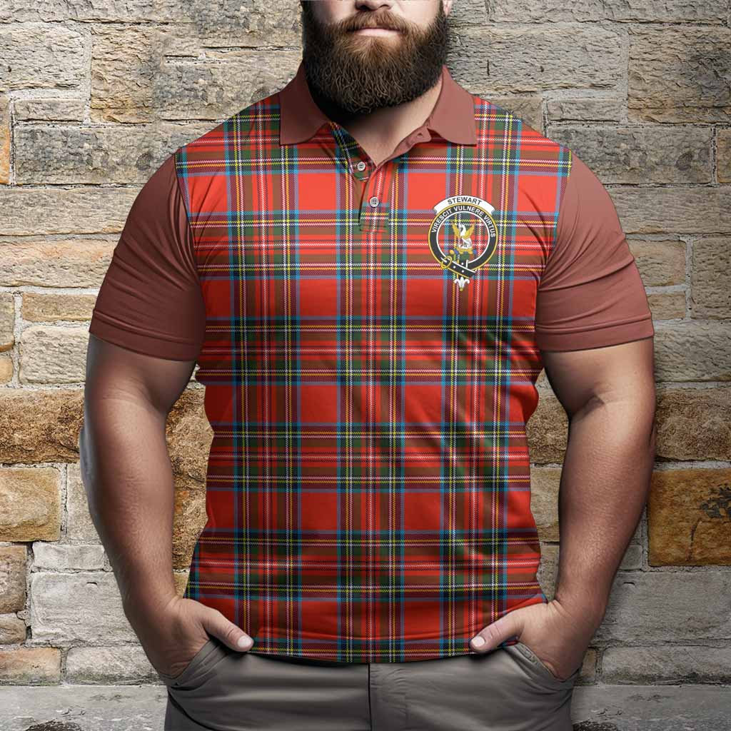Stewart (Stuart) Tartan Accent Polo Shirt with Family Crest