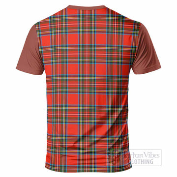 Stewart (Stuart) Tartan Accent T-Shirt with Family Crest
