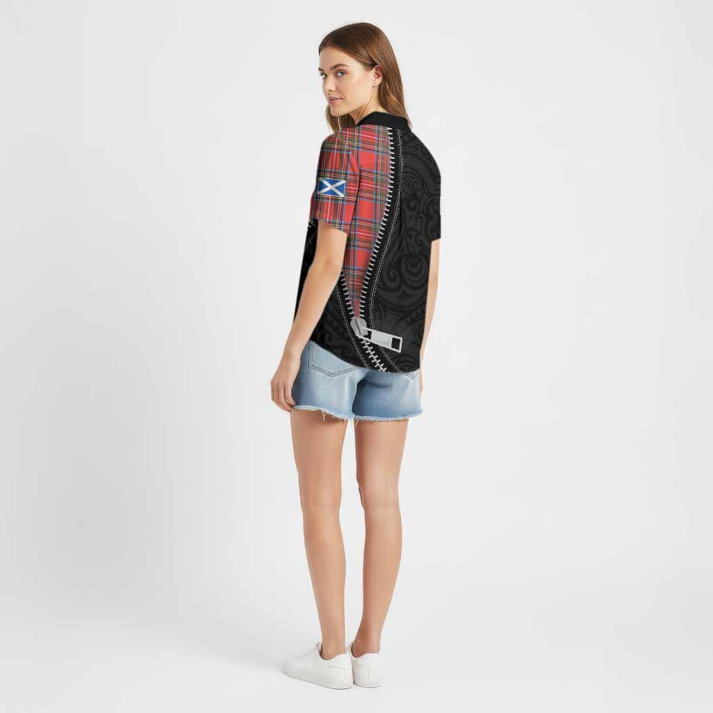 Stewart (Stuart) Tartan Cotton Hawaiian Shirt New Zealand Pattern Unique Zipper Stylized