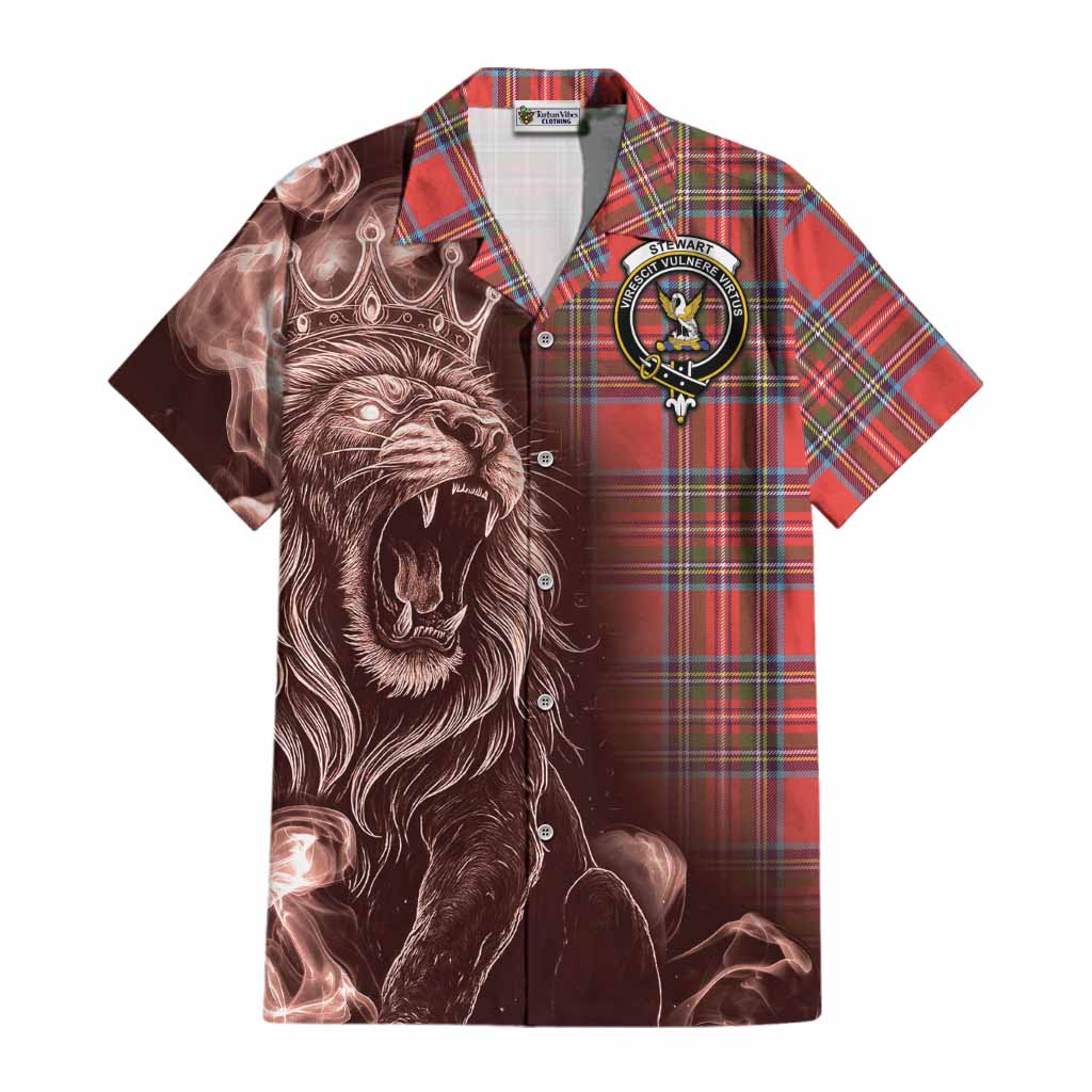 Stewart (Stuart) Tartan Cotton Hawaiian Shirt Roaring Lion Heritage