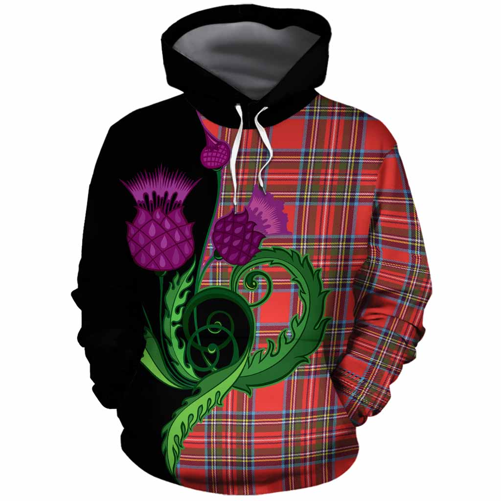 Stewart (Stuart) Tartan Cotton Hoodie Traditional Scottish Thistle