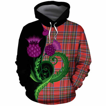 Stewart (Stuart) Tartan Cotton Hoodie Traditional Scottish Thistle