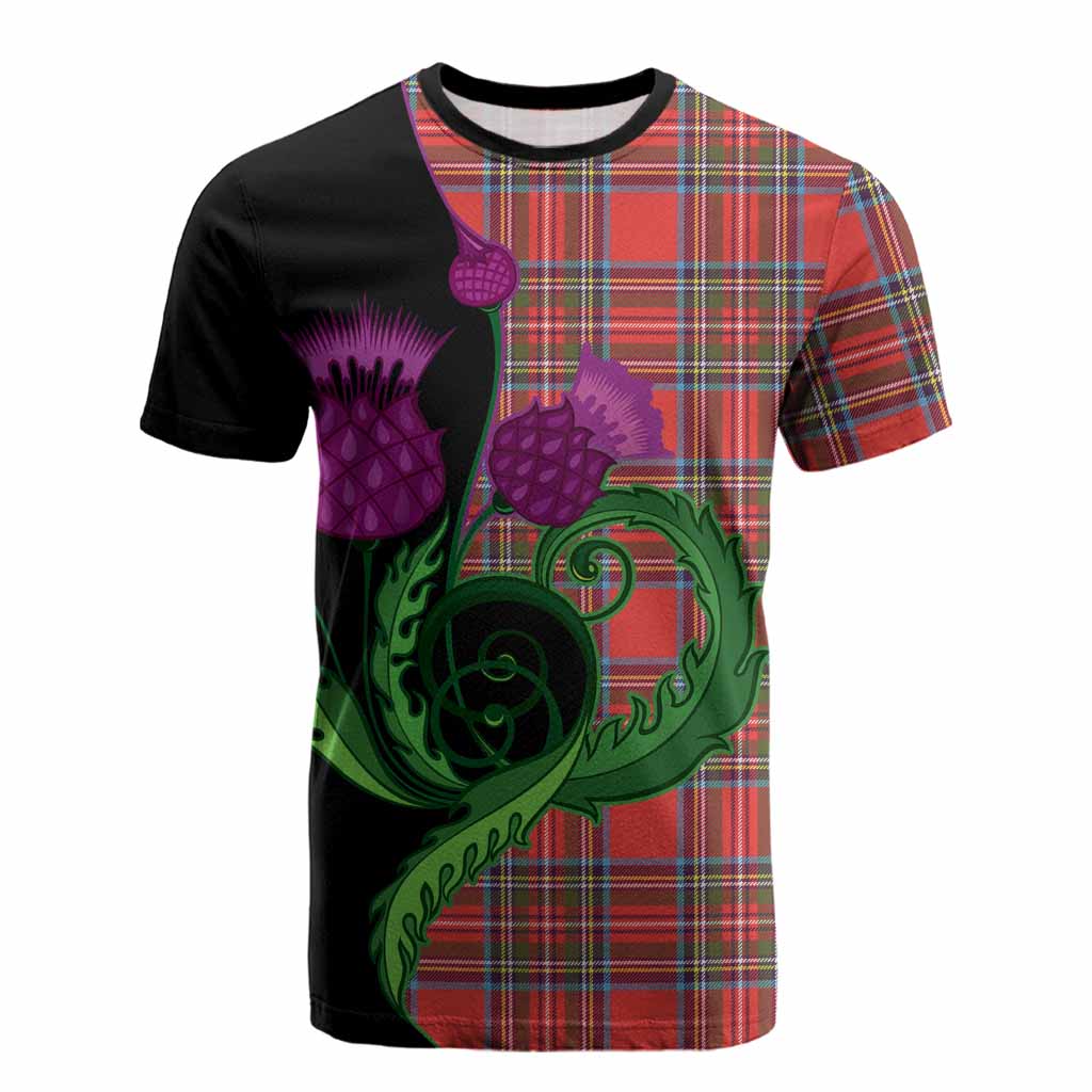 Stewart (Stuart) Tartan Cotton T-shirt Traditional Scottish Thistle