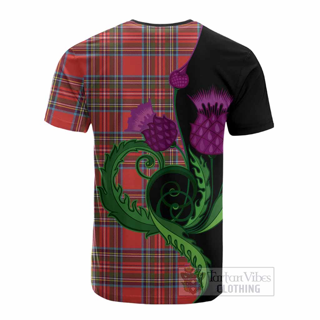 Stewart (Stuart) Tartan Cotton T-shirt Traditional Scottish Thistle