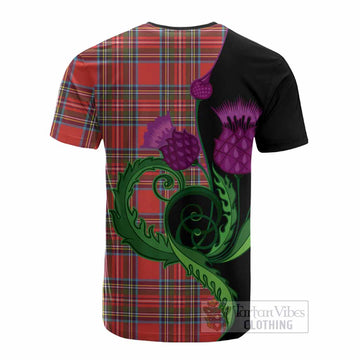 Stewart (Stuart) Tartan Cotton T-shirt Traditional Scottish Thistle
