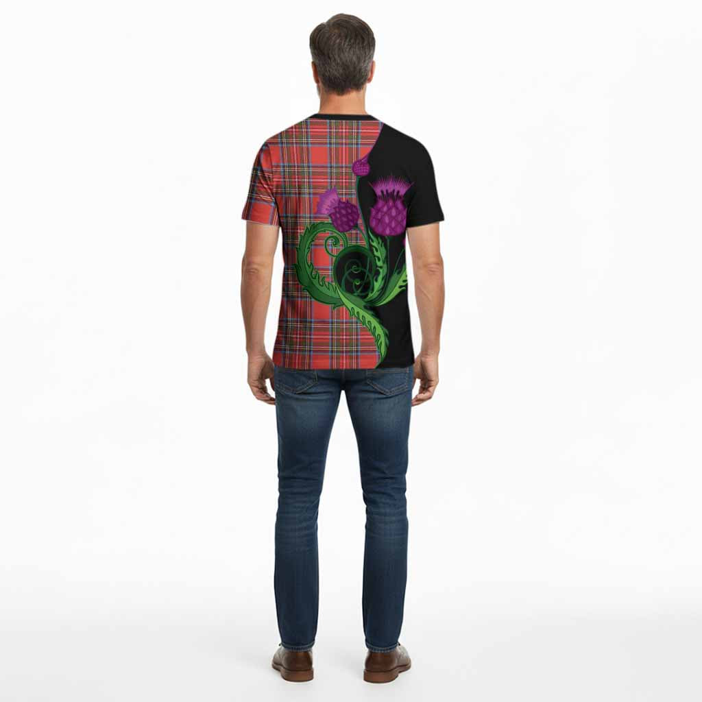 Stewart (Stuart) Tartan Cotton T-shirt Traditional Scottish Thistle