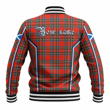 Stewart (Stuart) Tartan Crest Baseball Jacket Scotland Coat of Arm Flag Style - Tartan Vibes Clothing