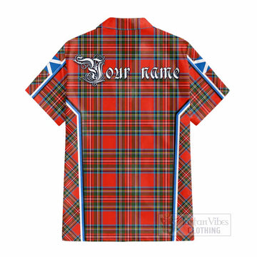 Stewart (Stuart) Tartan Crest Cotton Hawaiian Shirt Scotland Coat of Arm Flag Style - Tartan Vibes Clothing