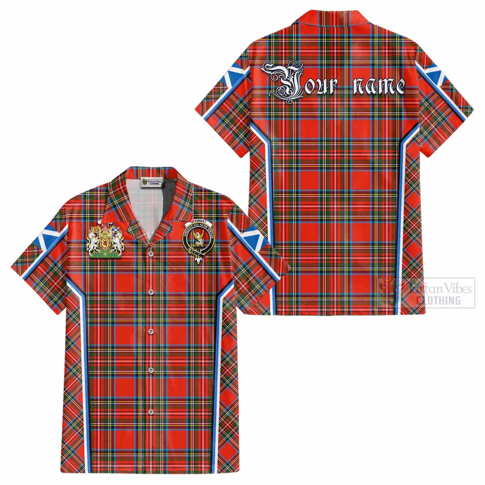 Stewart (Stuart) Tartan Crest Cotton Hawaiian Shirt Scotland Coat of Arm Flag Style - Tartan Vibes Clothing