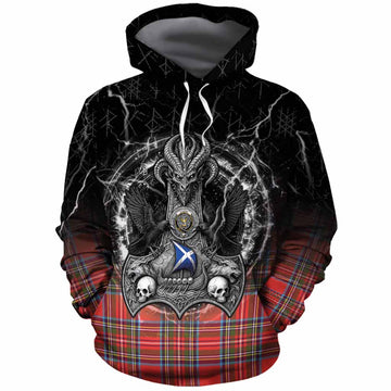 Stewart (Stuart) Tartan Crest Cotton Hoodie Celtic Odin's Raven Legacy