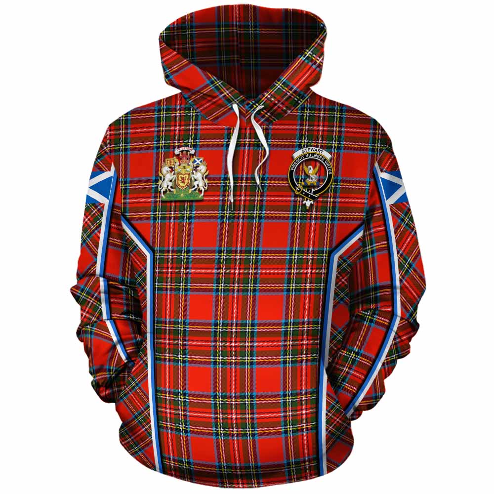 Stewart (Stuart) Tartan Crest Cotton Hoodie Scotland Coat of Arm Flag Style - Tartan Vibes Clothing
