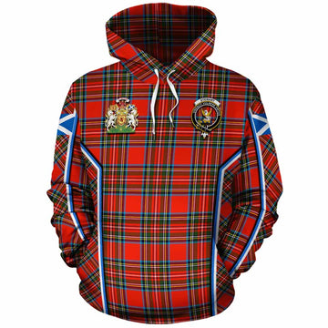 Stewart (Stuart) Tartan Crest Cotton Hoodie Scotland Coat of Arm Flag Style