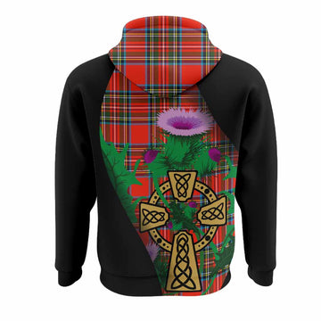 Stewart (Stuart) Tartan Crest Hoodie Celtic Cross Thistle Flowers