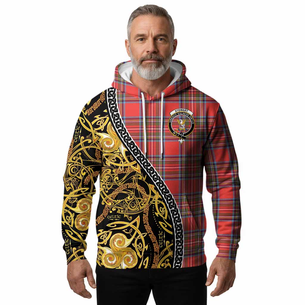 Stewart (Stuart) Tartan Crest Hoodie Celtic Knot and Triple Trickle Spiral Symbols