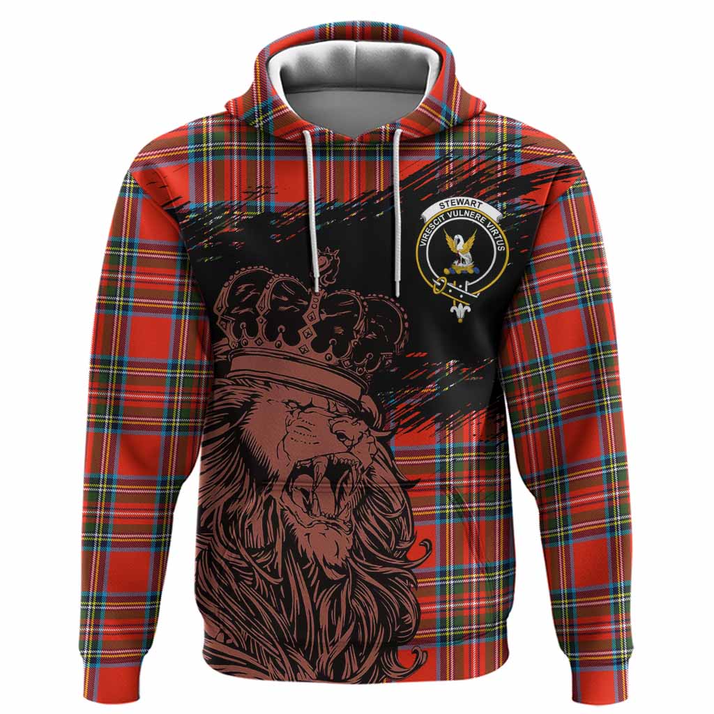 Stewart (Stuart) Tartan Crest Hoodie Crowned Lion Heritage Style