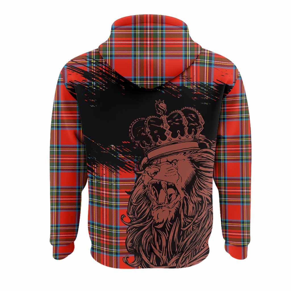 Stewart (Stuart) Tartan Crest Hoodie Crowned Lion Heritage Style
